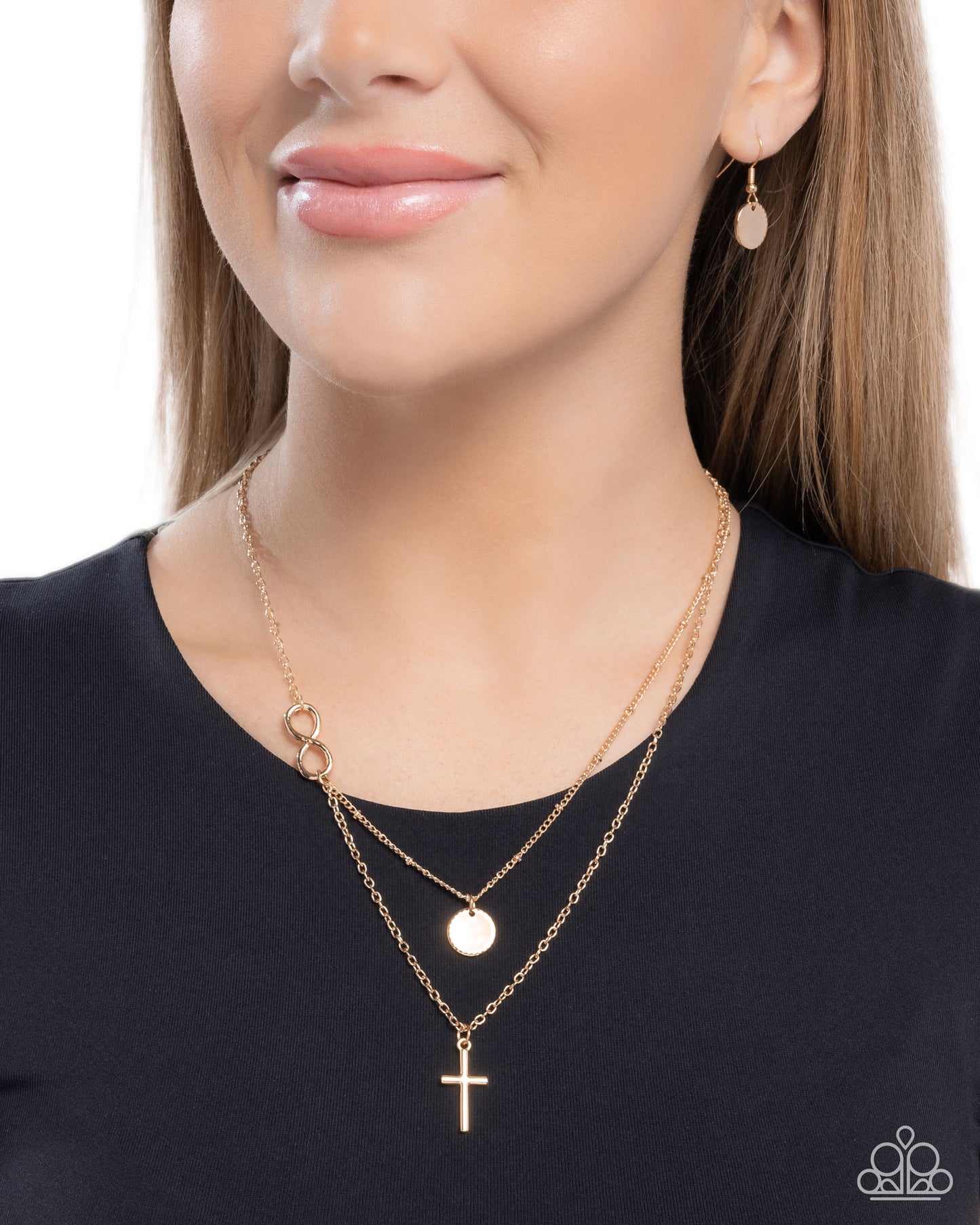 Eternal Embrace - Gold Infinity Sign, Gold Cross Layered Necklace Paparazzi