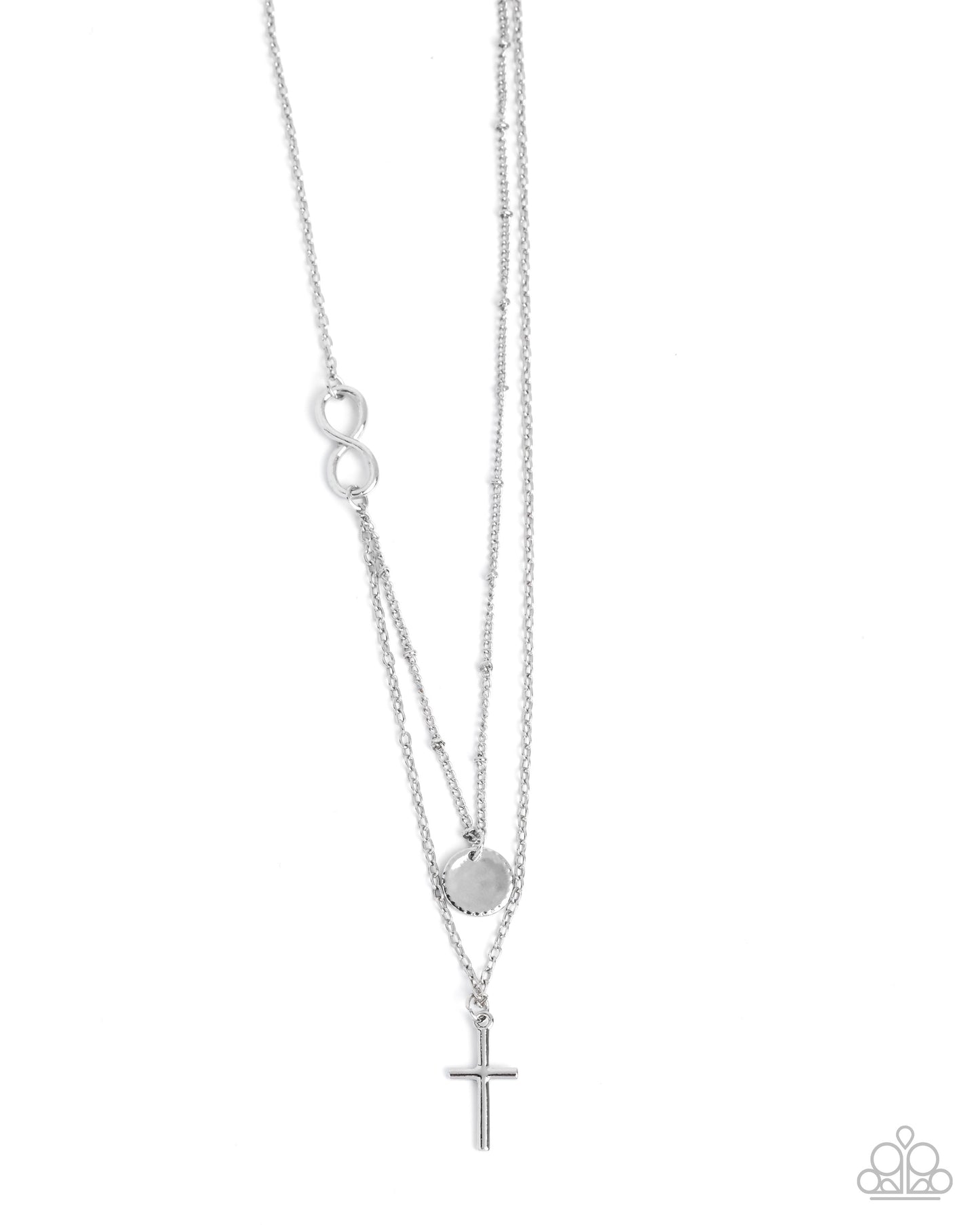 Eternal Embrace - Silver Layered Cross Necklace Paparazzi N2977