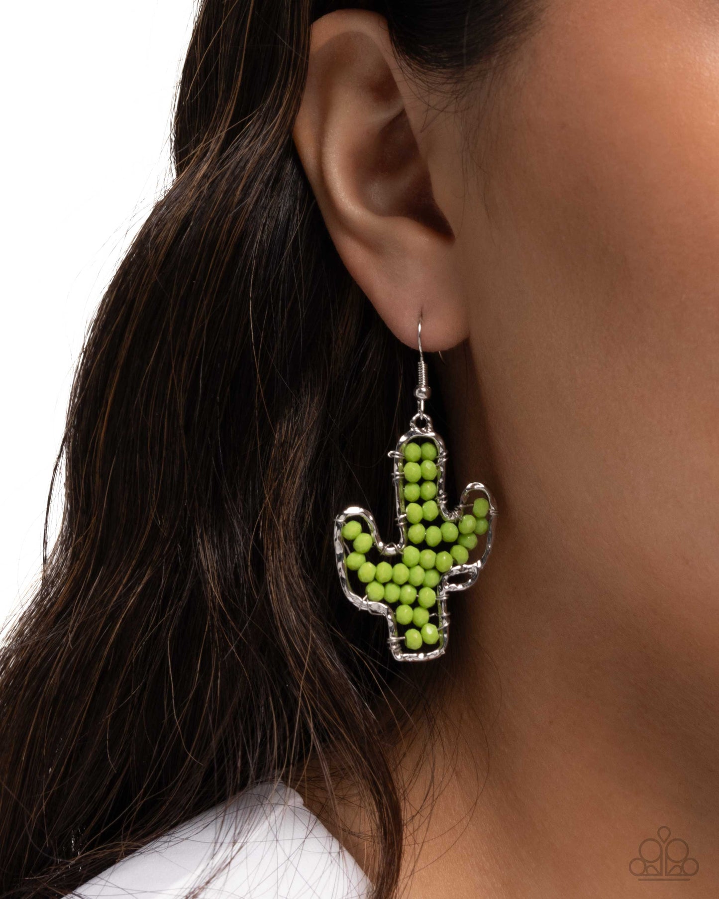 Cactus Catwalk - Green Bead Cactus Earring Santa Fe Style Paparazzi