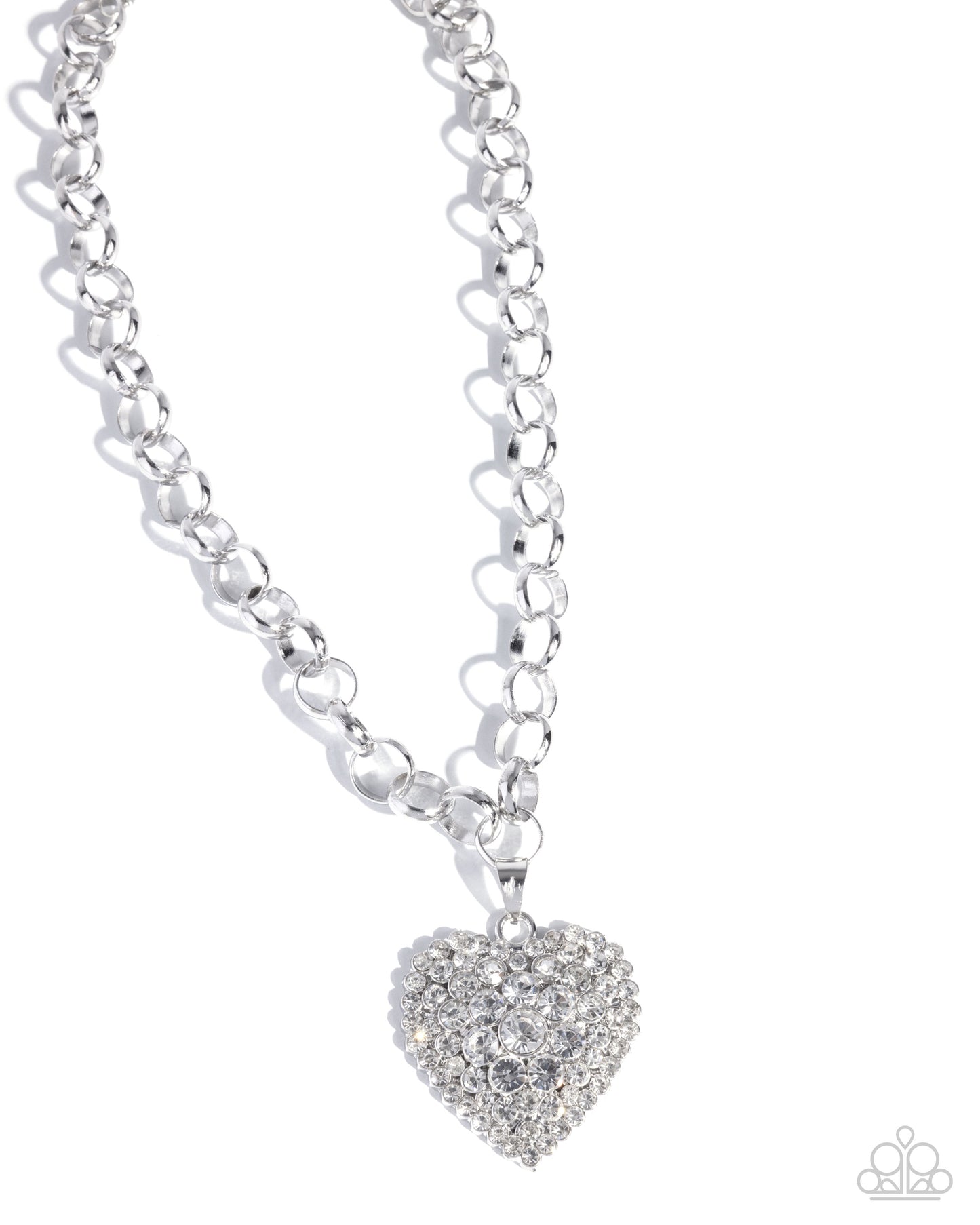 Heartfelt Havana - White Brilliant Rhinestone Heart Pendant Necklace Paparazzi N3351