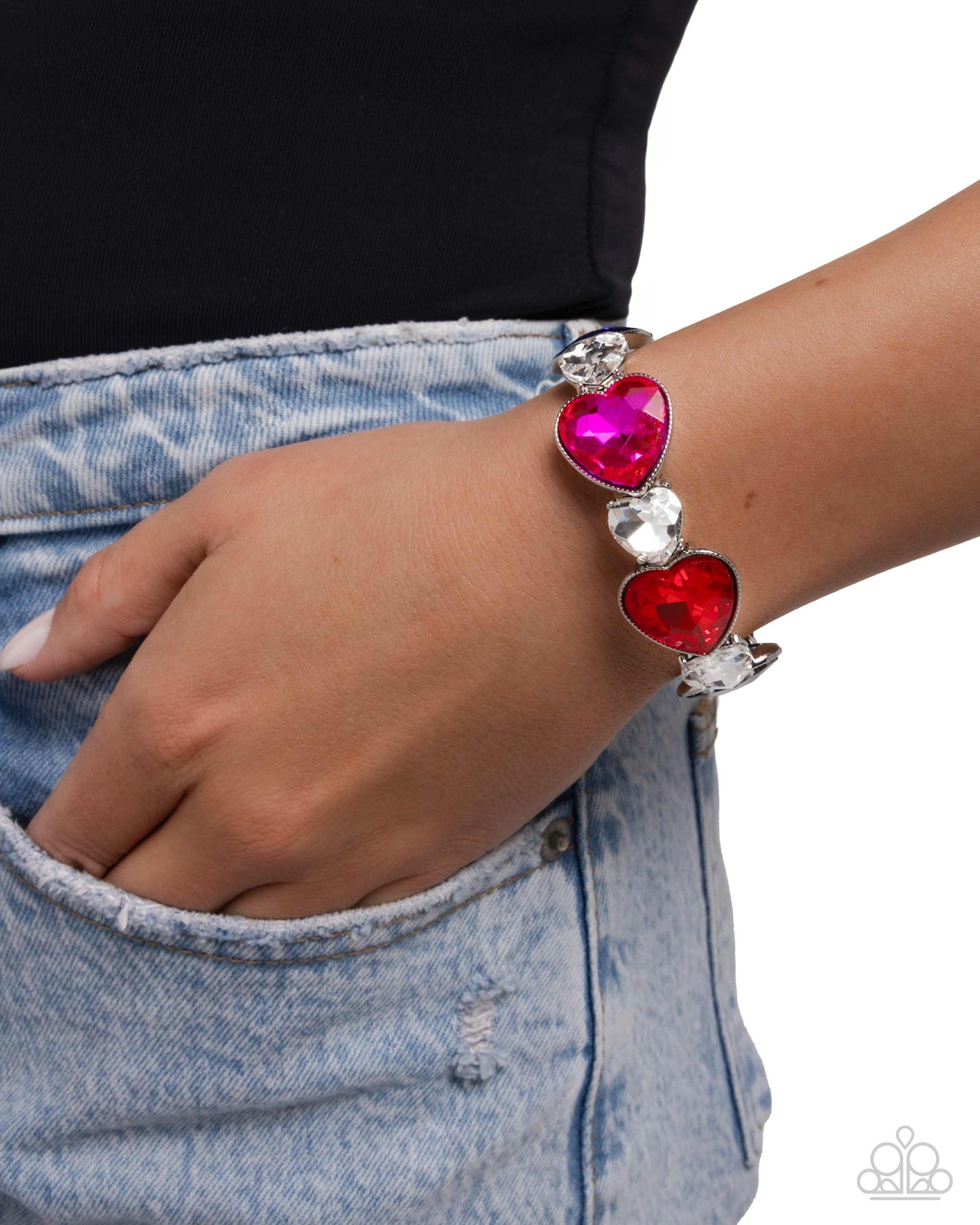 Heart Habit - Multicolored Heart Gem Stretch Bracelet Paparazzi B2324
