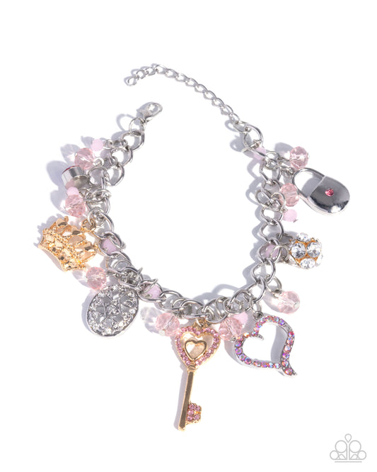 Queen of the Party - Pink Charm Style Bracelet Paparazzi B2375