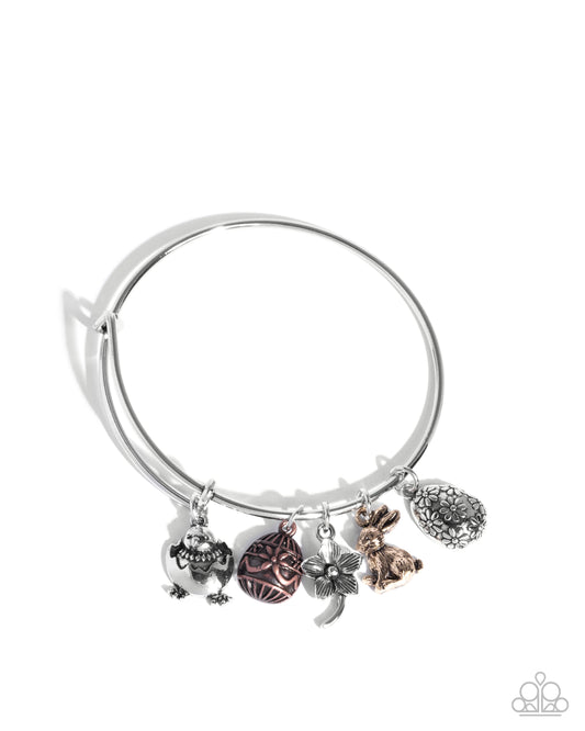 Easter Empathy - Multi Silver & Gold Easter Egg, Chick, Bunny, Flower Charm Bracelet Paparazzi B2044