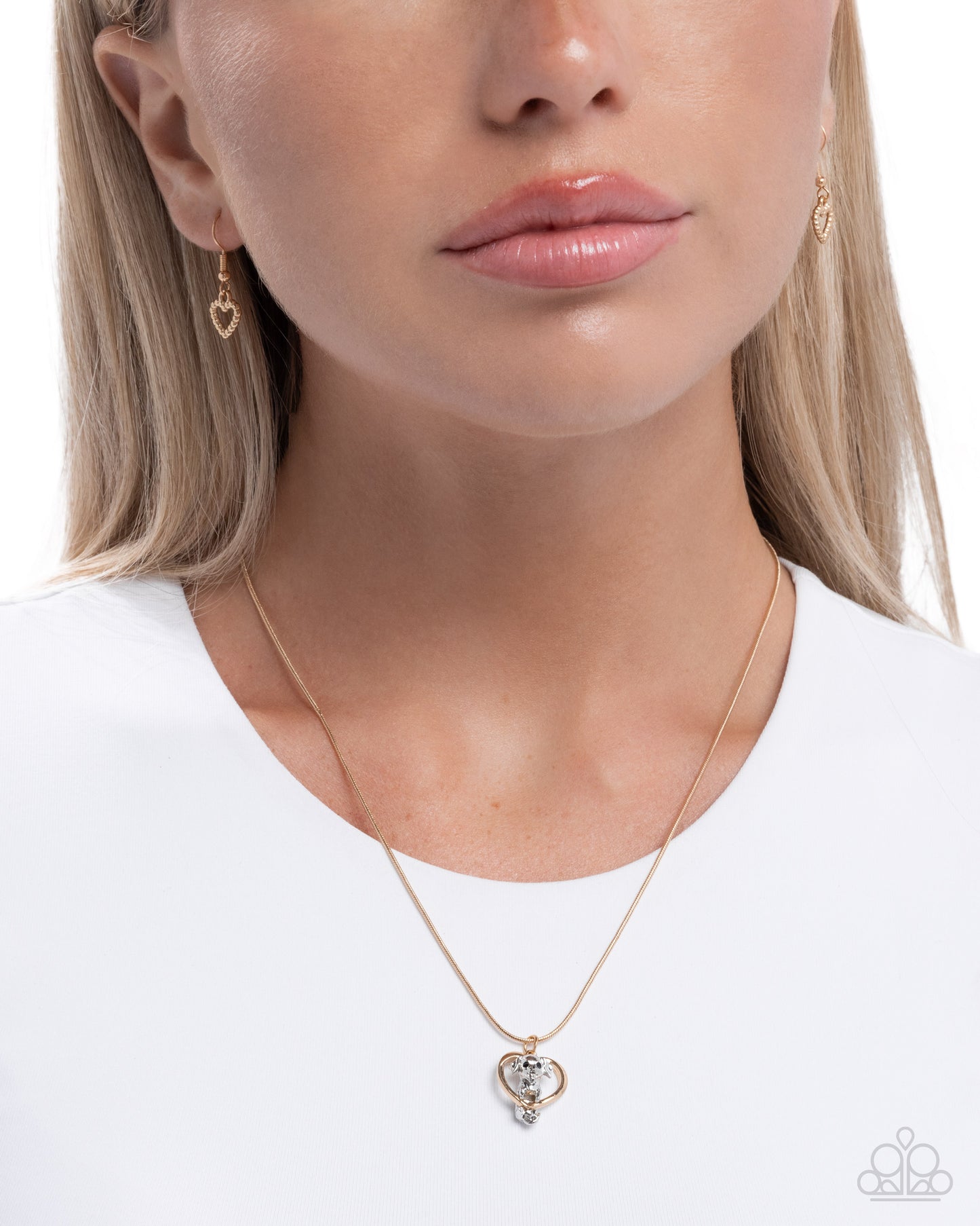 Paparazzi Delightful Dog - Gold Snake Chain Silver Dog Charm Gold Heart Necklace N3803