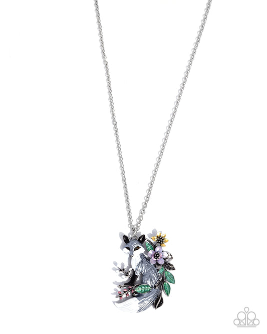 Fox Frame - Multi Silver Fox Pendant Necklace Paparazzi N3497