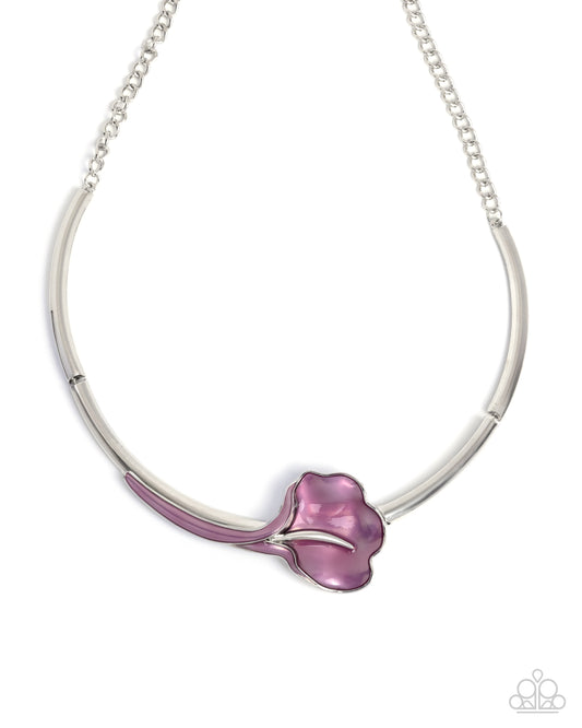 Calla Lily Chic - Purple Lily Flower Necklace Paparazzi N3257