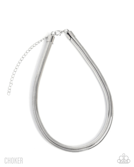 Paparazzi Elementary Elegance - Silver Snake Chain Bold Necklace N3961
