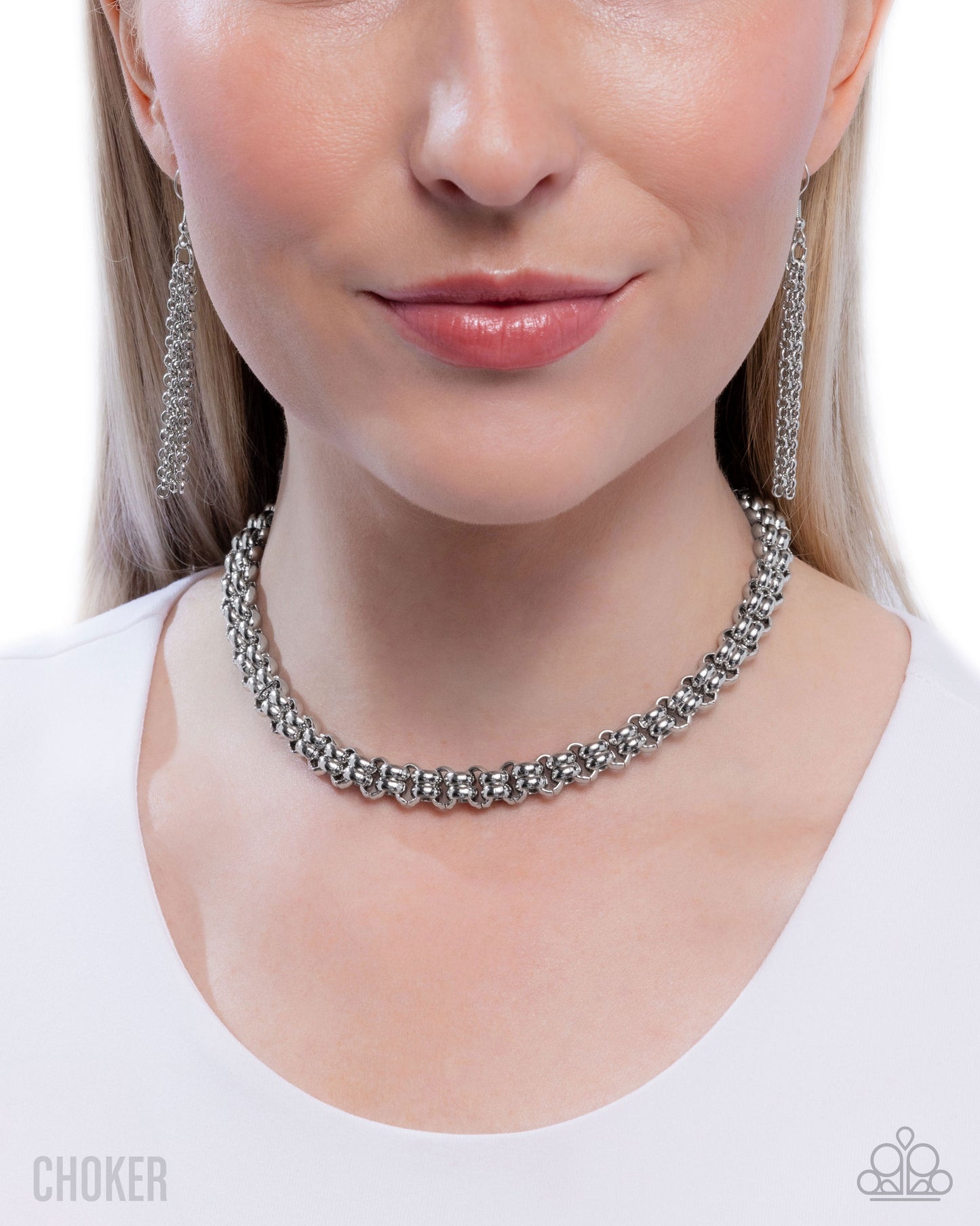 Paparazzi Double Demand - Silver Box Chain Choker Necklace N3789