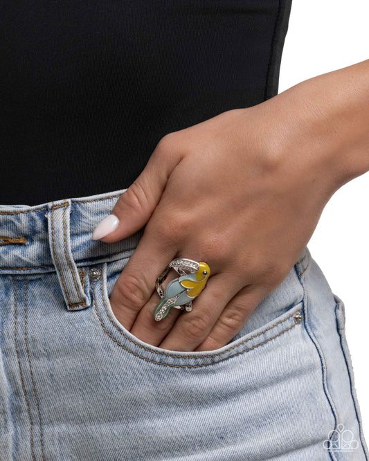 Twinkling Toucan - Yellow Misted Marigold Ring Paparazzi R1053