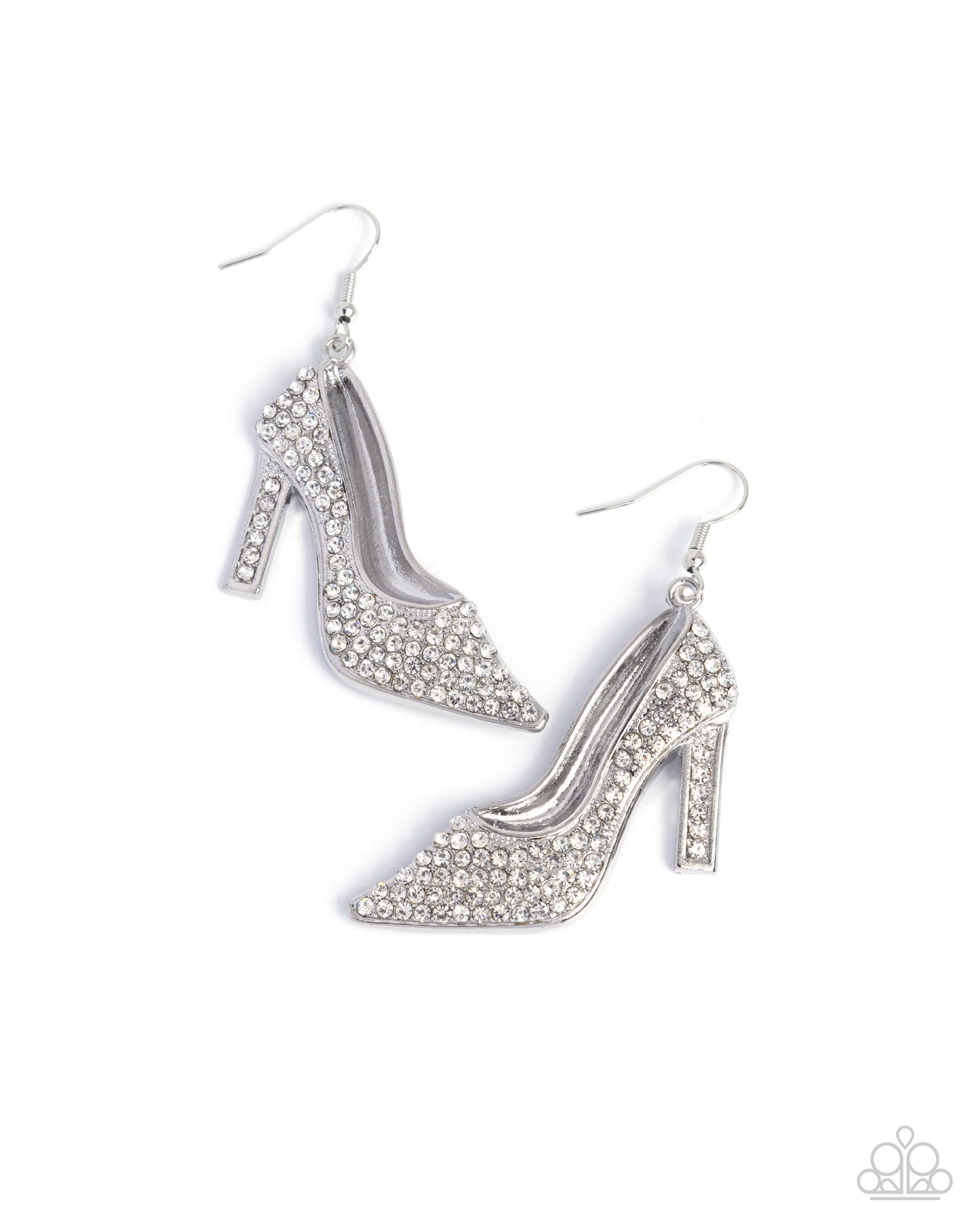 Wedding Shoes - White Rhinestone High- Heel Shoe Earring Paparazzi E2936
