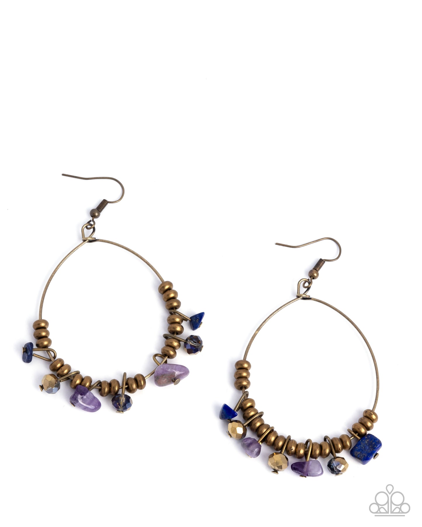 Paparazzi Creative Process - Brass, Lapis, & Amethyst Stone Bead Fringe Earring E3243