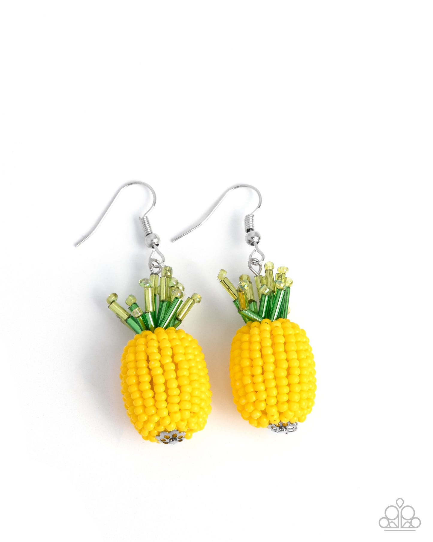 Pleasant Pineapple - Yellow Seed Bead Pineapple Summer Beach Style Earring Paparazzi E3044
