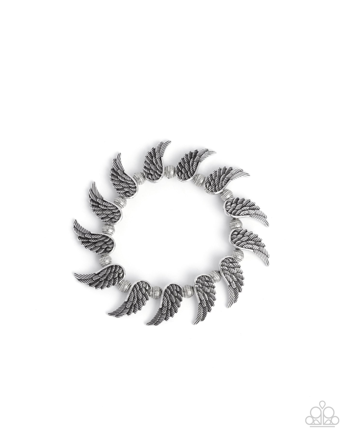 Angelic Ambiance - Silver Angle Wing Stretch Bracelet Paparazzi