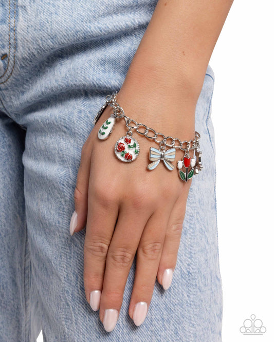 Complex Charms - Red Fox, Tulip, Bow, Owl & Mushroom Scandi Charm Bracelet Paparazzi B2281