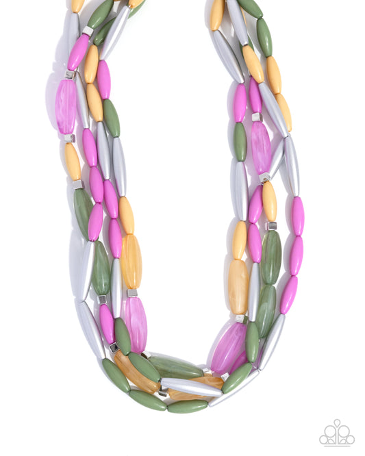 Milky Mambo - Green, Crocus, Kashmier & Cocoon Bead Multilayer Necklace Paparazzi