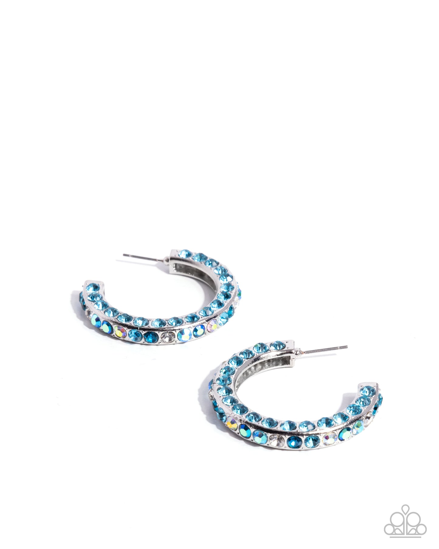Paparazzi High-Level Haute - Blue Rhinestone 1 1/2 Inch Hoop E3389
