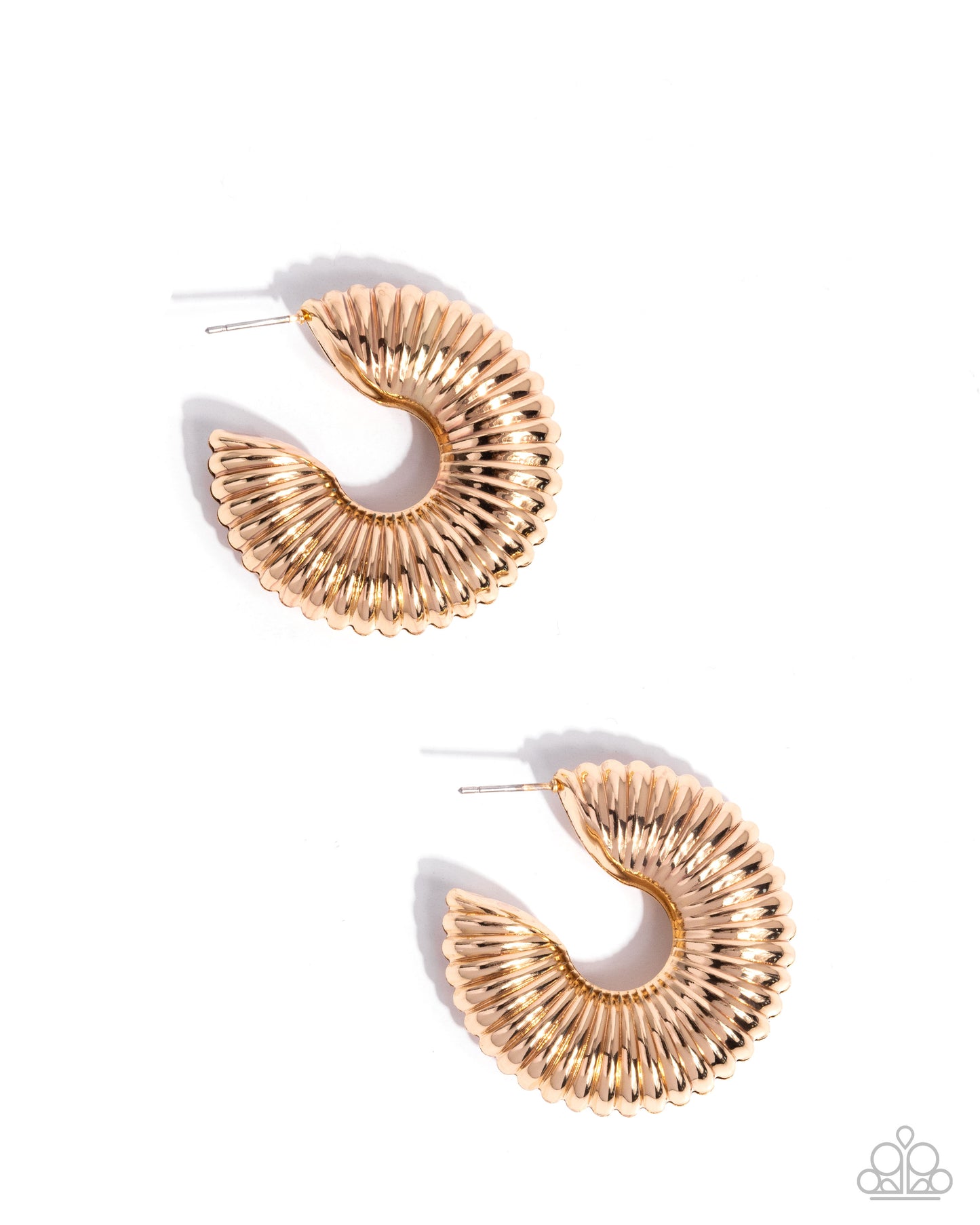 Paparazzi Spontaneous Spirals - Gold Ribboned Spiral Hoop Earring E3362