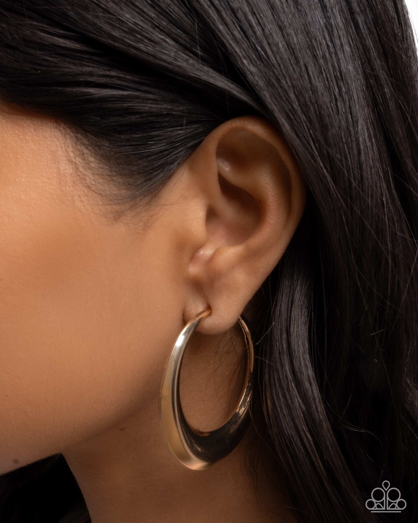 Paparazzi Circular Circumstance - Gold 2 Inch Hoop Earring E3096