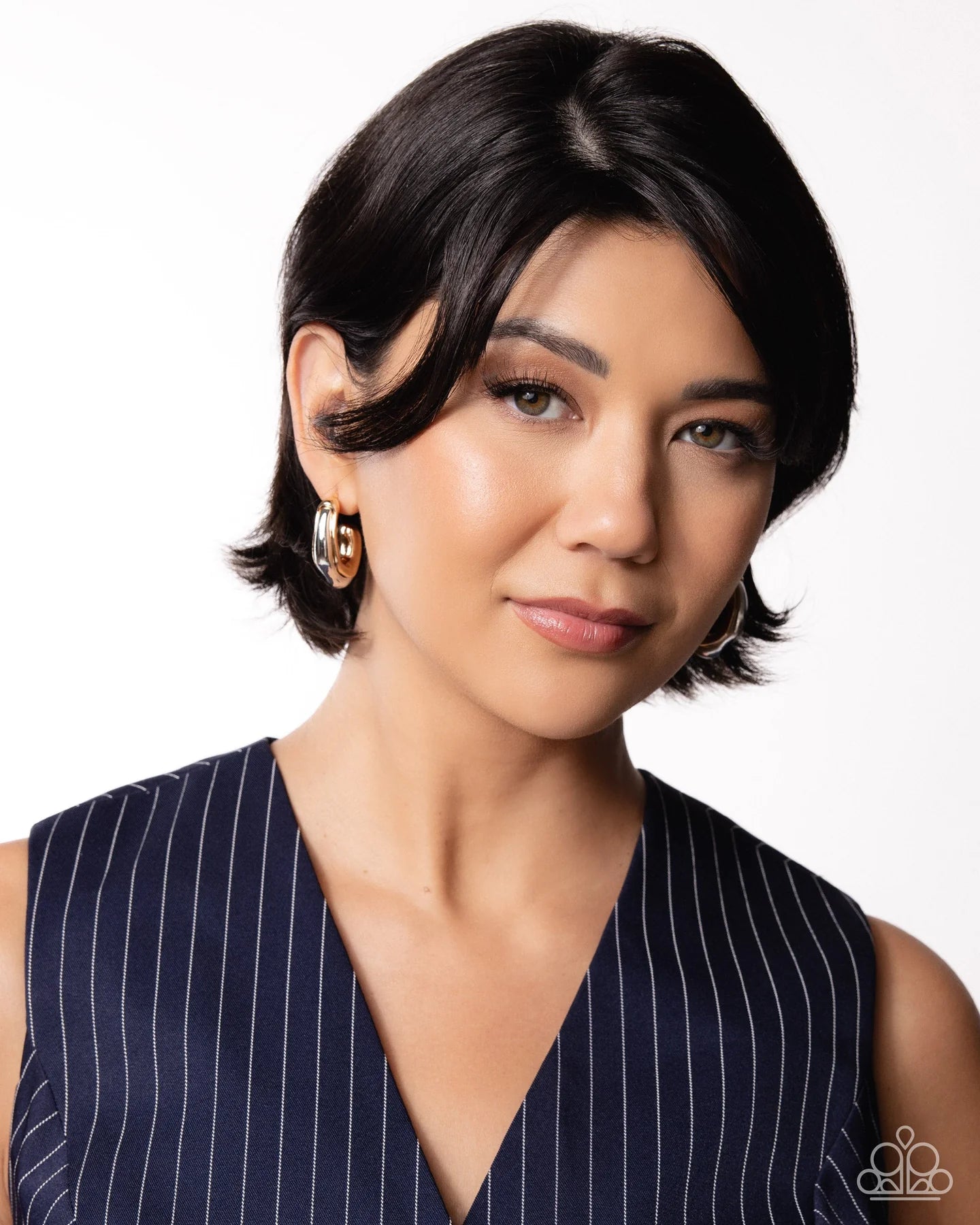 Metallic Multicolored - Multi Silver Gold Mixed Metal 1 Inch Hoop Earrings Life Of The Party September 2025 Paparazzi E3096