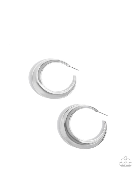 Paparazzi Circular Circumstance - Silver 2 Inch Hoop Earring