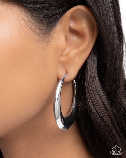 Paparazzi Circular Circumstance - Silver 2 Inch Hoop Earring
