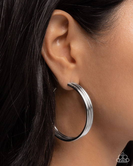 Paparazzi Traditional Trio - Silver Ringed 2 Inch Hoop Earring