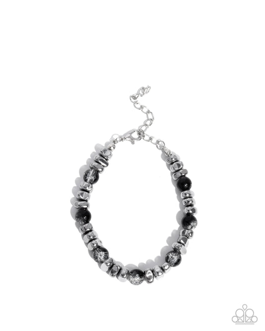 Selfless Surprise - Black & Silver Pebble Urban Stretch Bracelet Paparazzi B2351