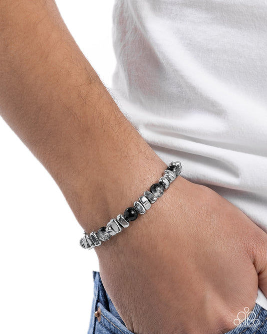 Selfless Surprise - Black & Silver Pebble Urban Stretch Bracelet Paparazzi B2351