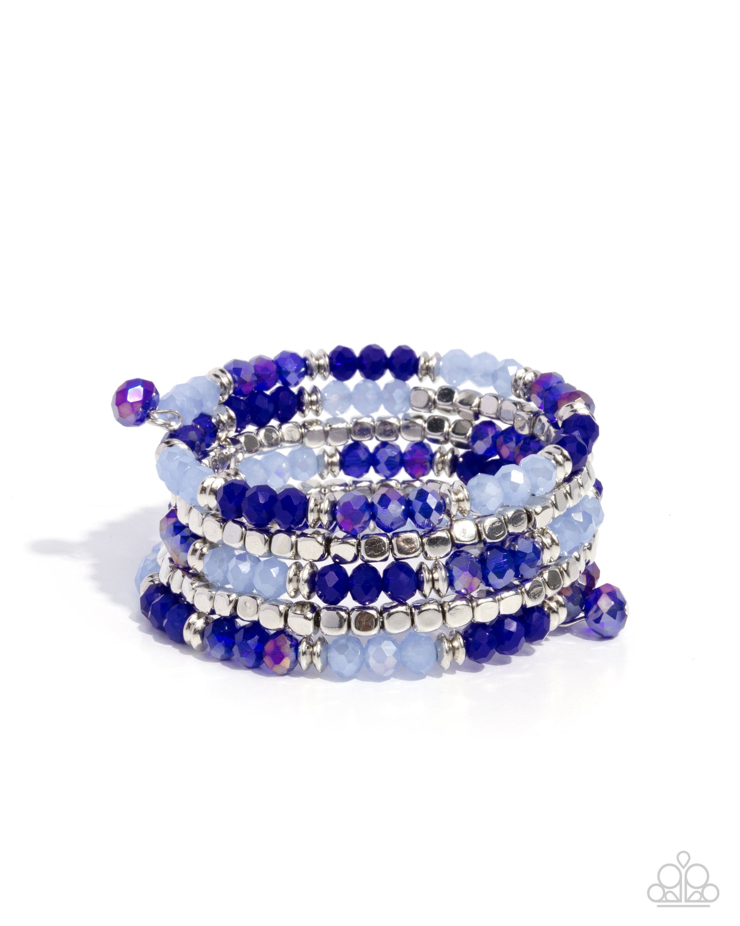 Paparazzi Memorable Masterpiece - Blue & Silver Bead Coil Bracelet