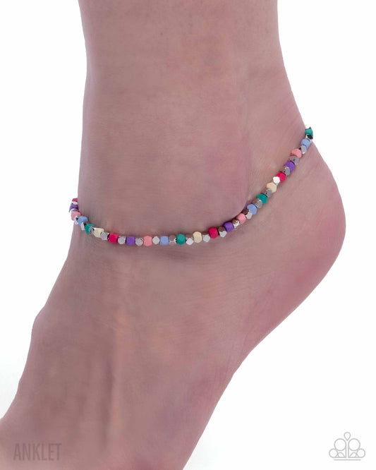 Exquisitely Eclectic - Multicolored Cubed Bead Anklet Paparazzi B2152