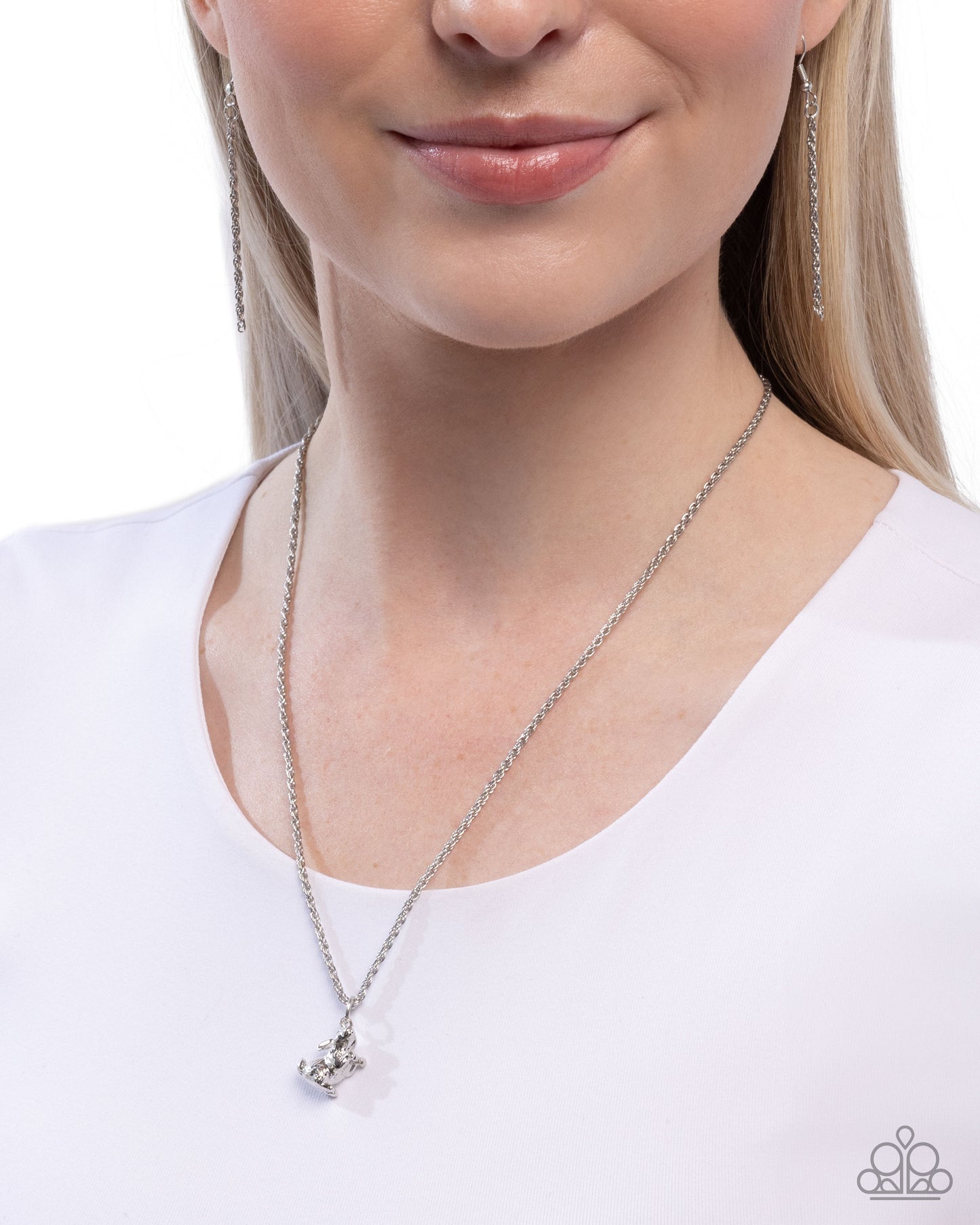 Pet Rabbit - Silver Rabbit Pendant Easter Style Necklace Paparazzi N3236