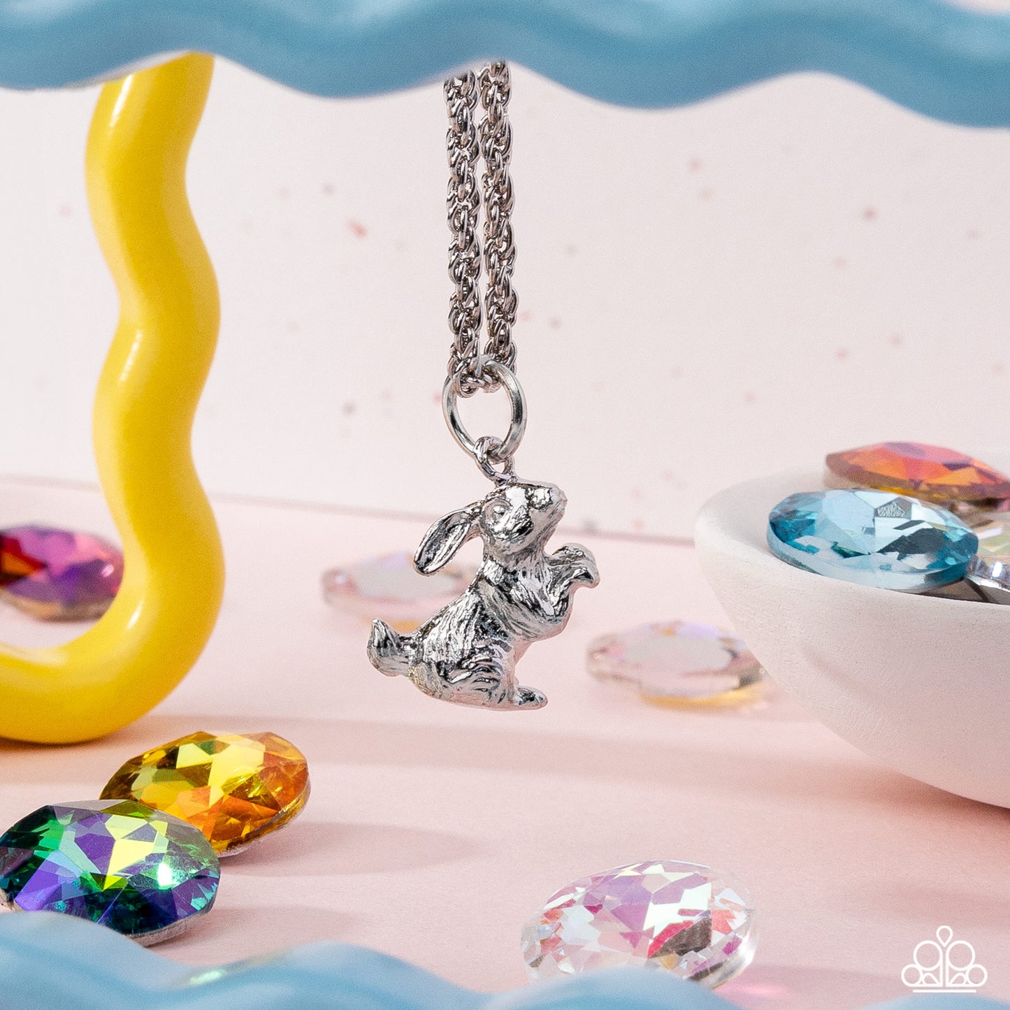 Pet Rabbit - Silver Rabbit Pendant Easter Style Necklace Paparazzi N3236