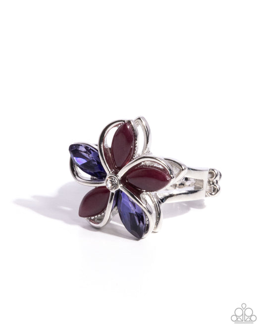 Floral Fabrication - Purple Gem Spinner Flower Ring Paparazzi R1103