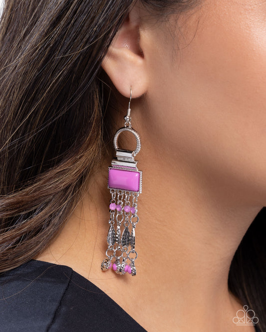 Complimentary Cascade - Purple Crocus Gem Earring Paparazzi E2781