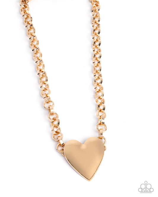 Paparazzi Sweet Start - Complete Look Smitten Start Gold Heart Necklace & Sentimental Start Gold Heart Bracelet Set N4081