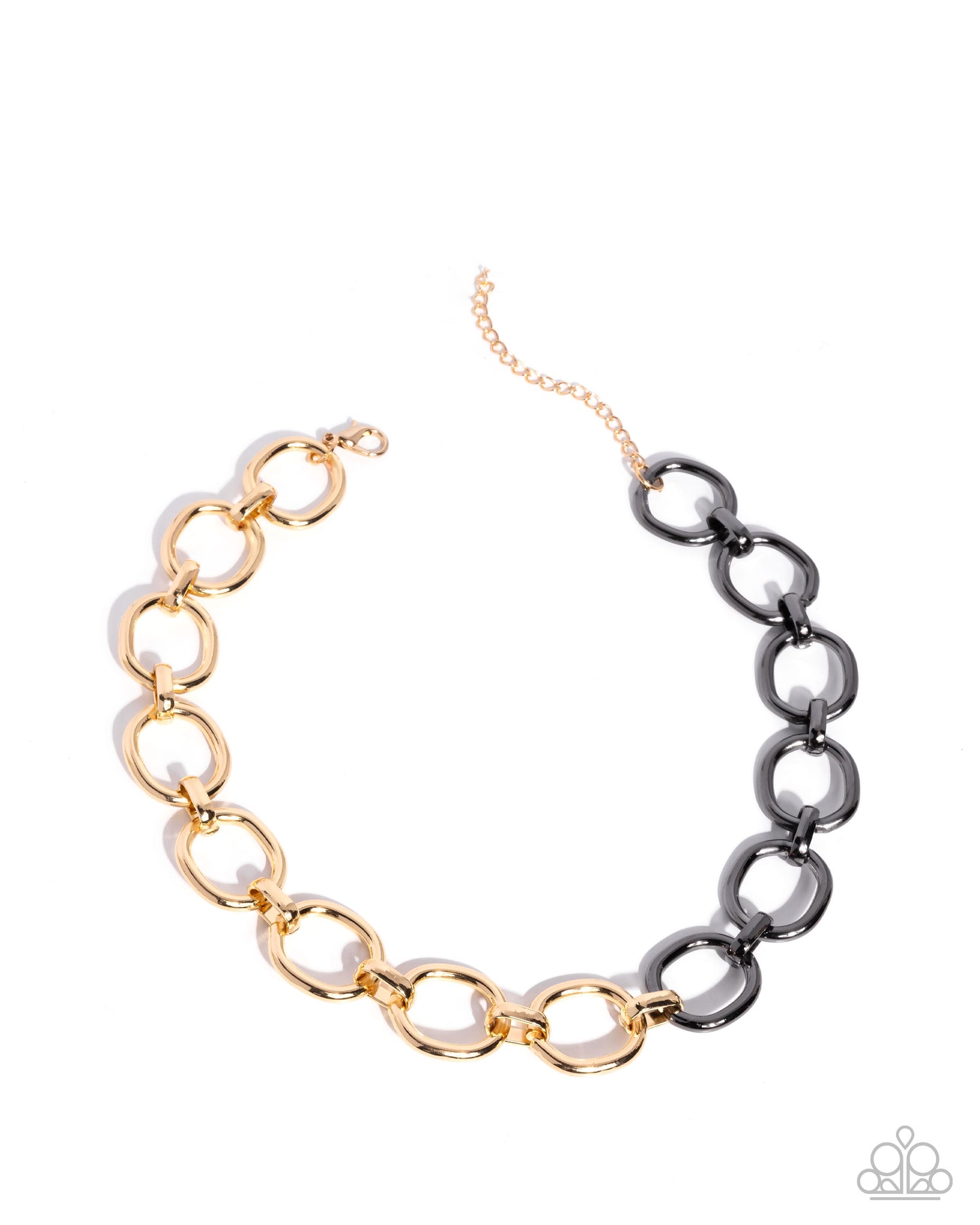 Mismatched Minuet - Gold & Gunmetal High Shine Metallic Finish Links Necklace Paparazzi N3431