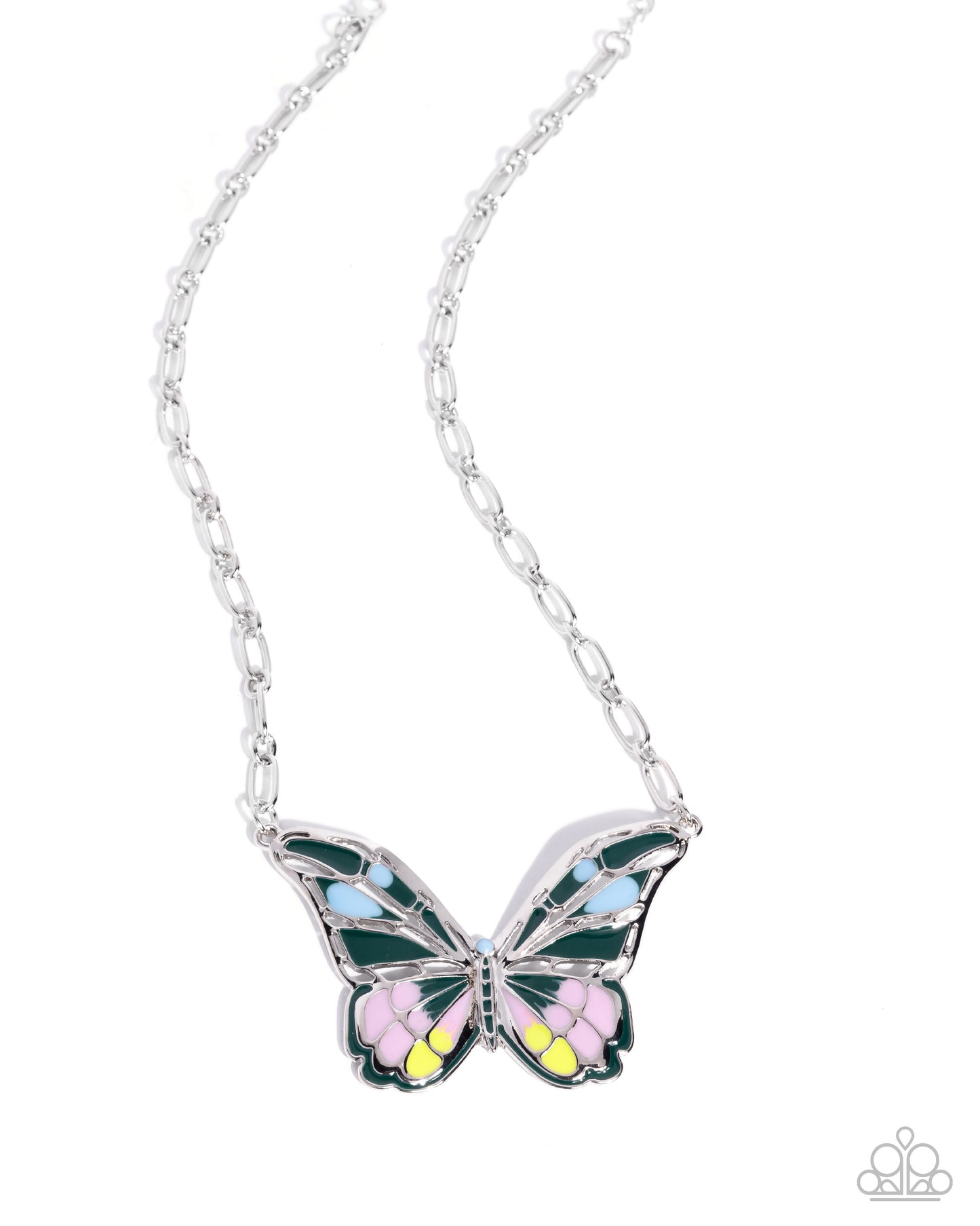 Paparazzi Aerial Accolade - Green Aventurine, Crocus, Limpet Shell & Yellow Detailed Butterfly Necklace N3145