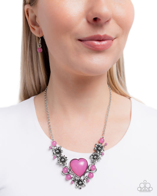 Paparazzi Vintage Volume - Purple Crocus Heart Silver Necklace N4000