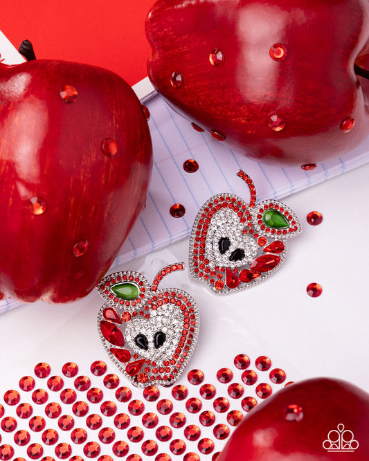 Apple for the Teacher - Red Apple Back To School Teacher Post Earring Paparazzi