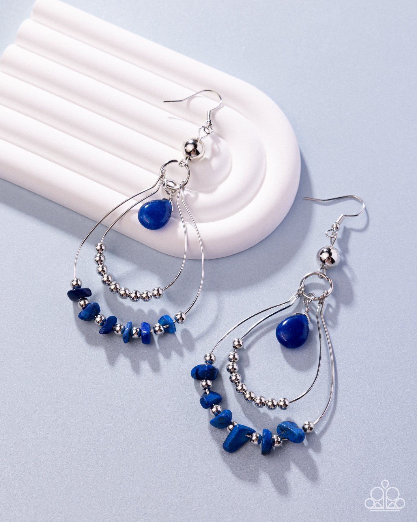 Paparazzi Chiseled Cascade - Blue Lapis Stone Silver Teardrop Tiered Earring