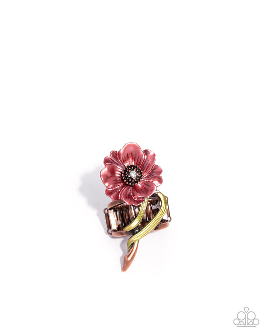 Better Blooms - Copper Metallic Peach Flower Ring Paparazzi R1128