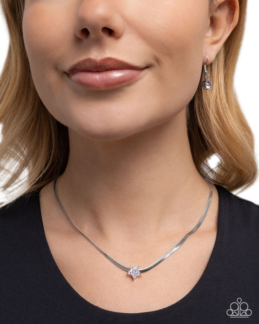Straight Up Stellar - Purple Violet Rhinestone Star Snake Chain Necklace Paparazzi