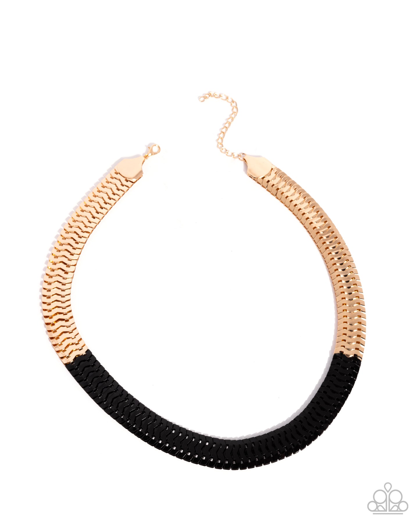 Paparazzi Painted Paradox - Black Painted Snake Bold Gold Chain Necklace N3790