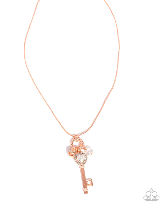 Paparazzi Key to the Kingdom - Copper - Shiny Copper Key Necklace N4036