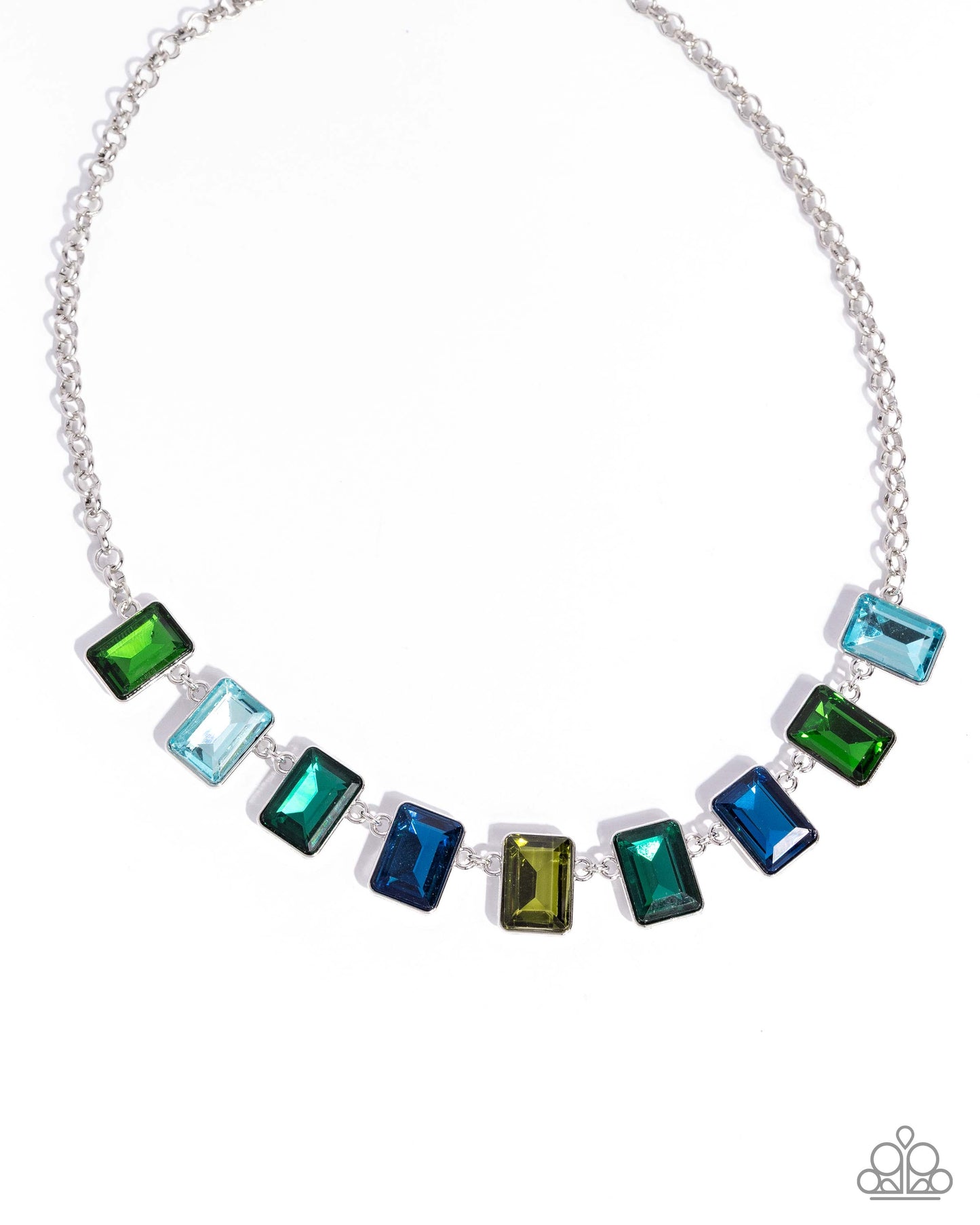 Paparazzi Radiant Rectangles - Green & Blue Rhinestone Necklace N3984