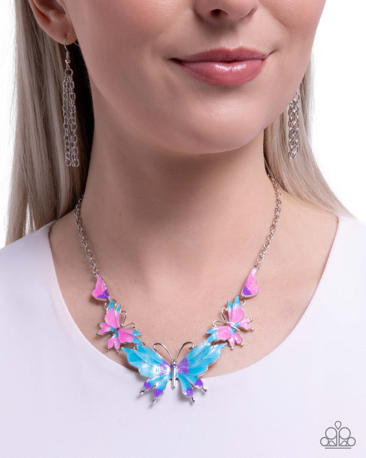 Floating Feature - Multi Blue, Pink & Purple Butterfly Necklace Paparazzi N3626