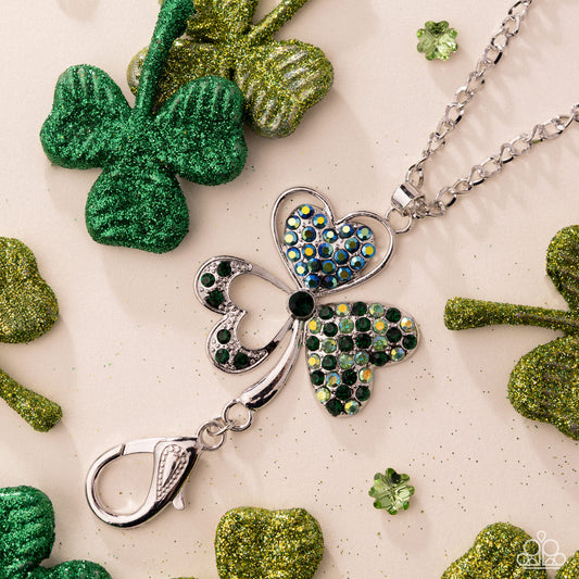 Paparazzi Opportune Opulence - Green Clover Pendant Lanyard St. Patrick's Day Necklace N3970
