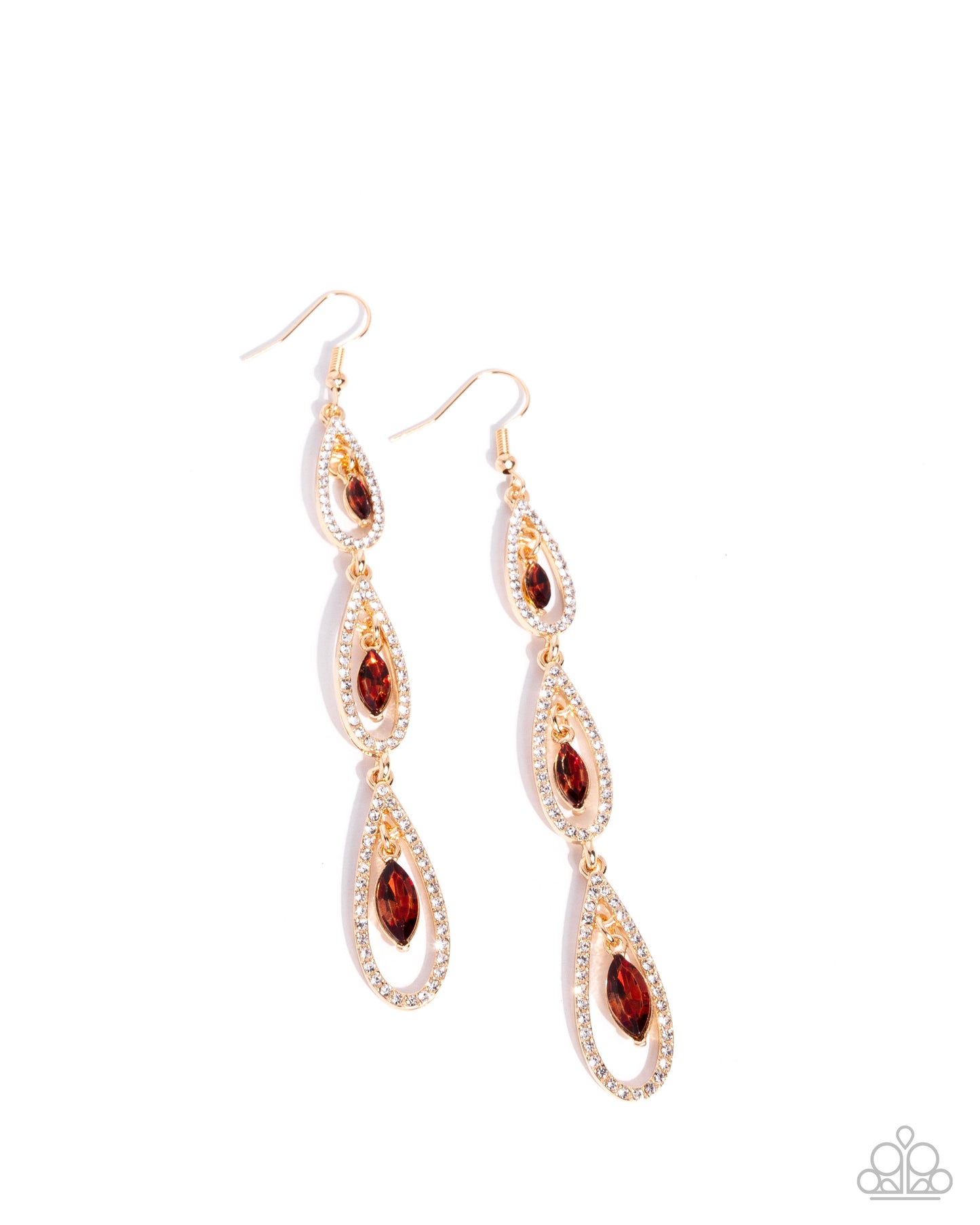 Teardrop Tenure - Brown Topaz Gem Gold Teardrop Style Earring Paparazzi E3084