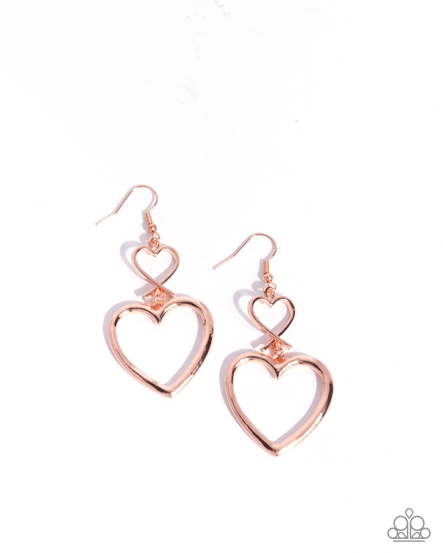 Paparazzi Sweetheart Symmetry - Copper - Shiny Copper Heart Earrings E3232