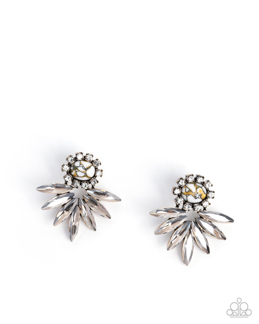 Marquise Mirage - Multi Marbled Stone & Smoky Gem Post Earring Paparazzi E3039